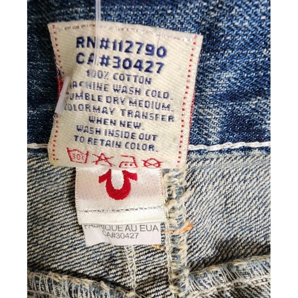 True Religion Bobby Super T Jeans Mens 38x34 Straight‎ Leg Light Wash USA